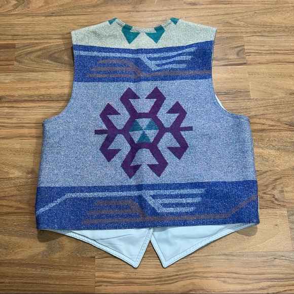 Vintage Camp Blanket Vest with Buffalo Nickel Buttons Southwestern Navajo Large - Picture 5 of 6
